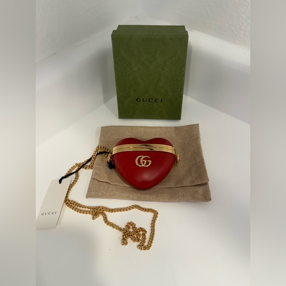 Gg Marmont Heart-shaped Case with Chain For Airpods Pro In Red, NWT!